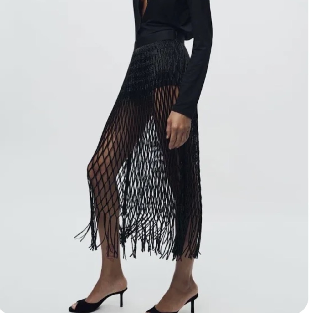 Zara beaded black skirt Limited Edition/ ZW Collection - Picture 4 of 12
